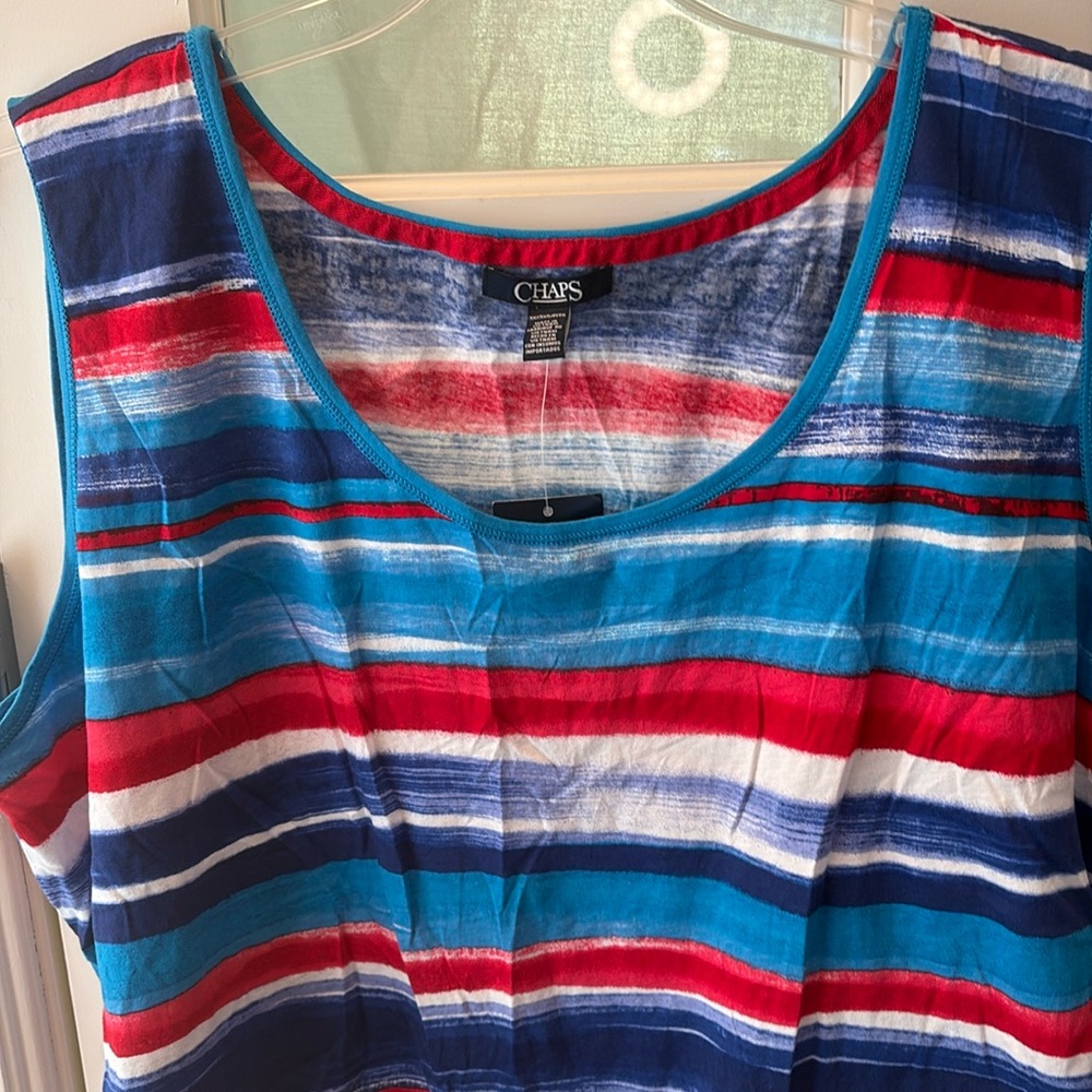 NWT 3X Chaps red white & blue tank top